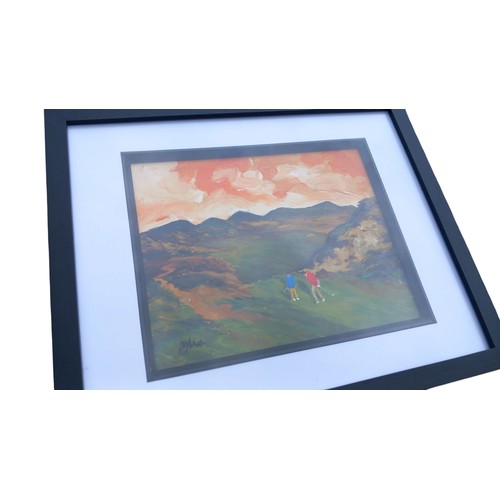 9 - SEAN DYLAN ARCYLIC SUNSET GOLFERS 7x9
