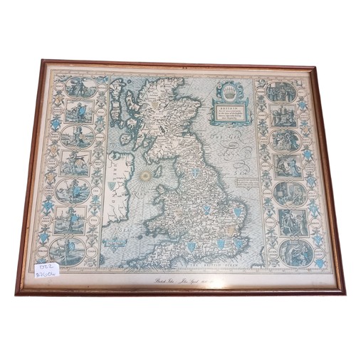 13 - FRAMED MAP OF THE BRITISH ISLES BY JOHN SPEED 22x17