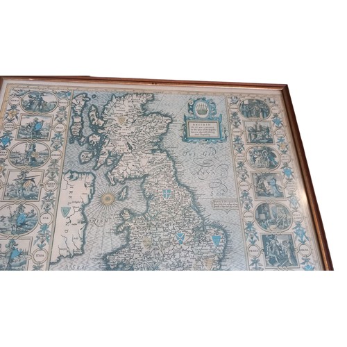 13 - FRAMED MAP OF THE BRITISH ISLES BY JOHN SPEED 22x17