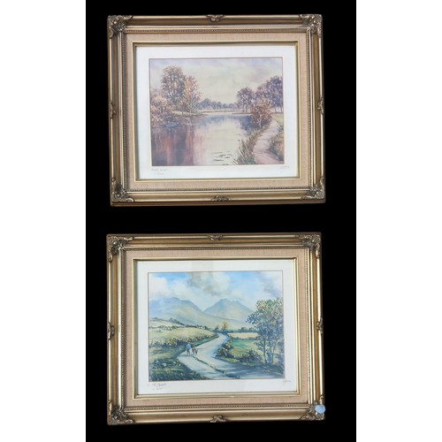 29 - 2 GILT FRAMED R.W.YOUNG PRINTS 15x13