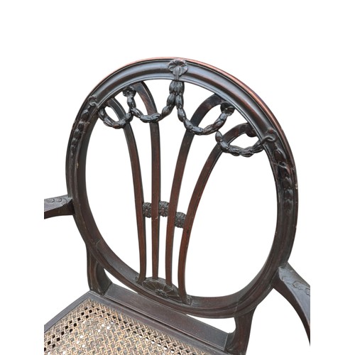 25 - A PAIR OF ORNATELY CARVED BERGER SEATTED CHAIRS (1 HAS REPAIR)