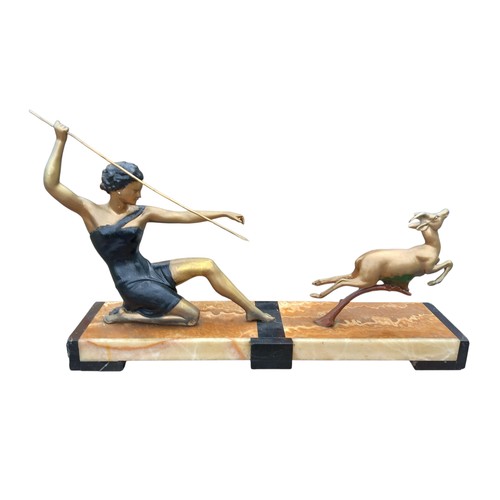57 - A SIGNED FRENCH BRONZE ON MARBLE BASE 21x13