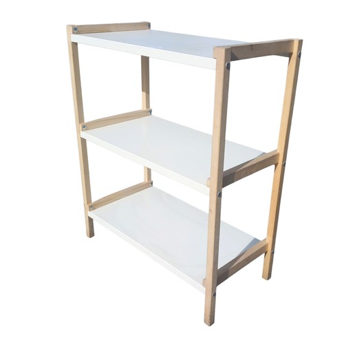 1 - A SET OF BEECH AND WHITE SHELVING