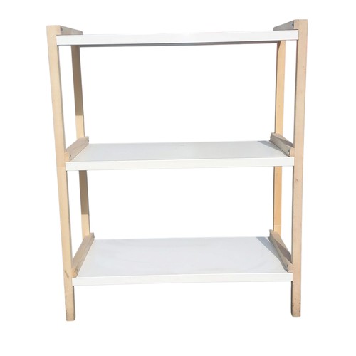 1 - A SET OF BEECH AND WHITE SHELVING