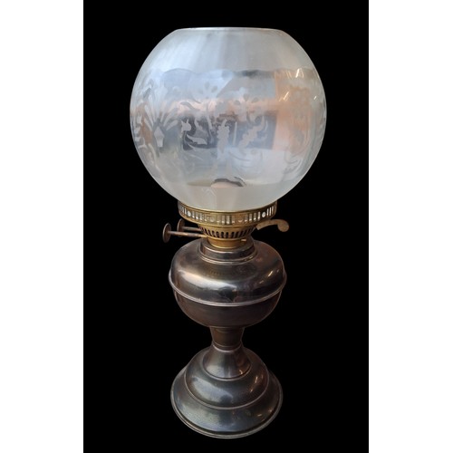 93 - BRASS OIL LAMP COMPLETE WITH SHADE 16