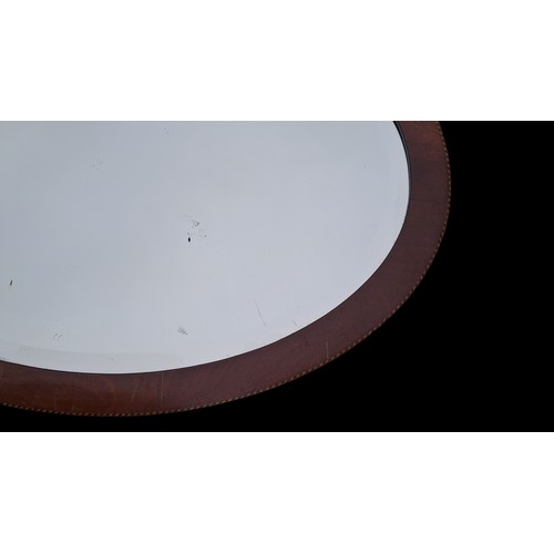 62 - BEAUTIFUL INLAID TRIM BEVELLED OVAL ANTIQUE MIRROR 33x23