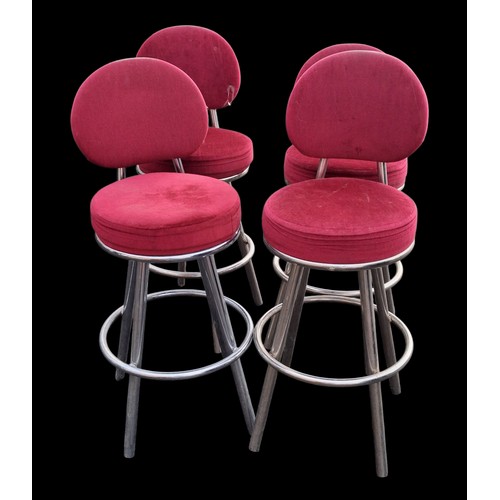 110 - A SET OF 4 CHROMED FINISHED BAR HIGHCHAIRS