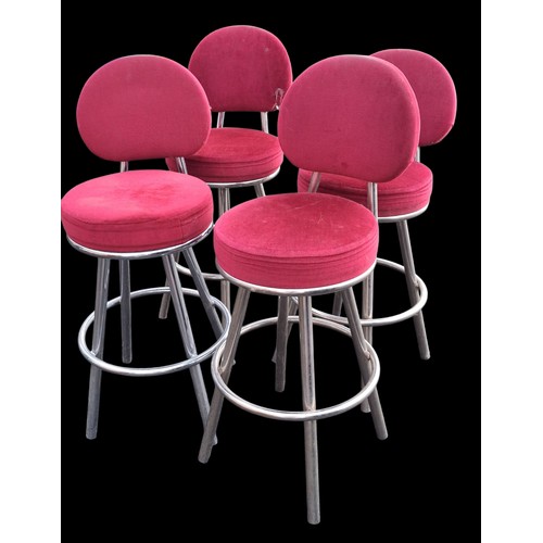 110 - A SET OF 4 CHROMED FINISHED BAR HIGHCHAIRS