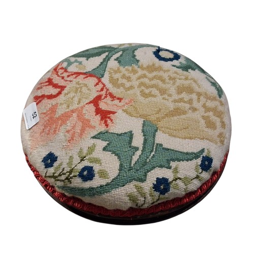 52 - A NEAT SIZED CIRCULAR NEEDLEWORK STOOL 12