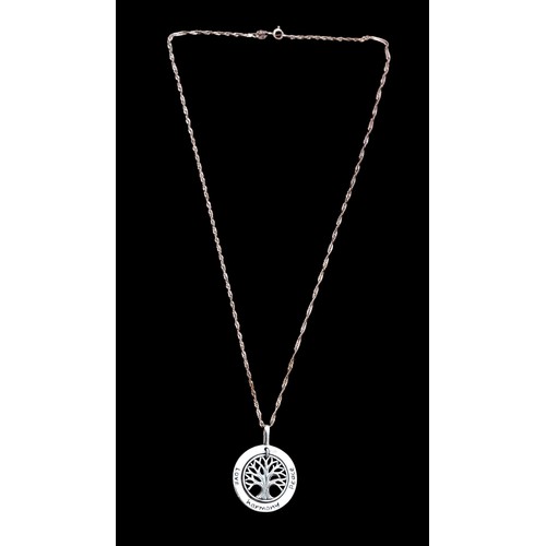 236 - A SILVER TREE OF LIFE PENDANT ON A TWIST SILVER CHAIN