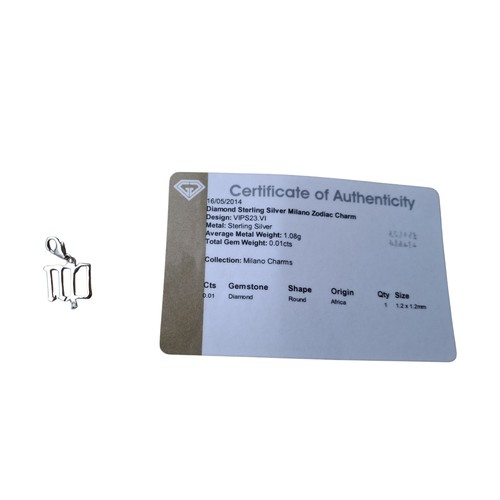 239 - A DIAMOND AND STERLING SILVER MILANO ZODIAC 