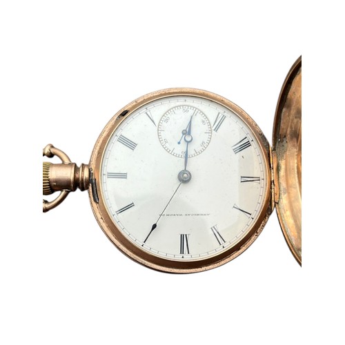 278 - A YELLOW METAL POCKET WATCH AMERICAN WATCH CO