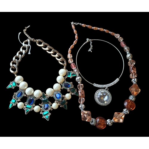 259 - 3 COSTUME NECKLACE 2 LARGE BEADED AND A CHOKER TYPE