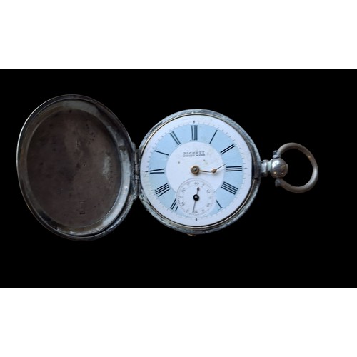 270 - AN 800 STAMP SILVER POCKET WATCH BY PIOKET