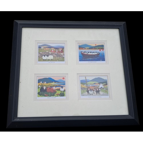 113 - A SET OF 4 THOMAS JOSEPH FAMOUS SHEEP PRINTS FRAMED IN ONE 13x15