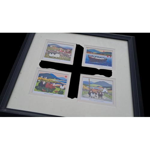 113 - A SET OF 4 THOMAS JOSEPH FAMOUS SHEEP PRINTS FRAMED IN ONE 13x15