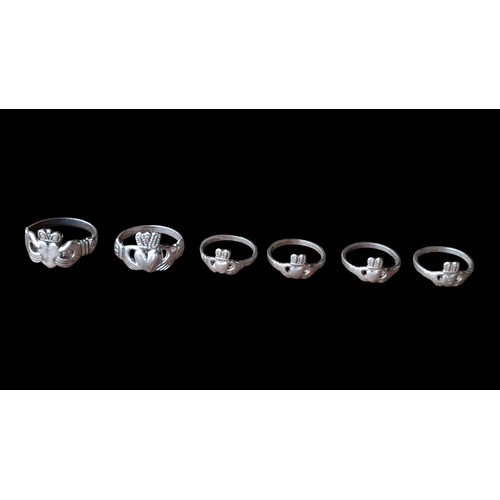270A - 6 SILVER CLADDAGH RINGS