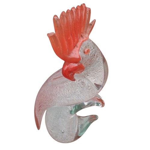 63 - A FANTASTIC COCKATOO ART GLASS FIGURINE (SOME DAMAGE) 11