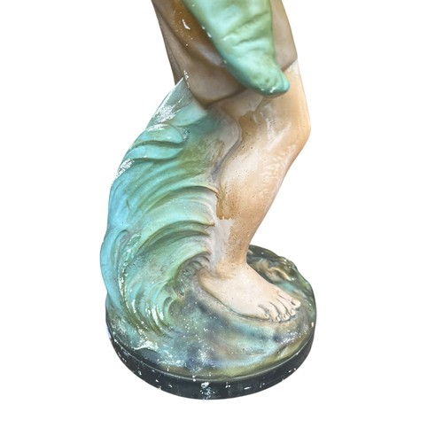 96 - A LARGE HAND PAINTED PARIAN BOY AND GIRL GROUP WITH SOME AGE STANDS 20