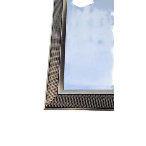 118 - A DESIGNER STYLE METAL FRAMED MIRROR 36