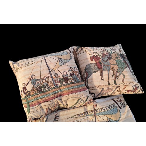 7 - A LOT OF HOMEMADE MEDIVAL SCENE CUSHIONS AND COVERS