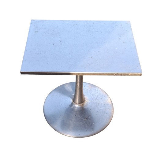 28 - RETRO STYLE STAINLESS STEEL LAMP/GARDEN TABLE 18x19x14