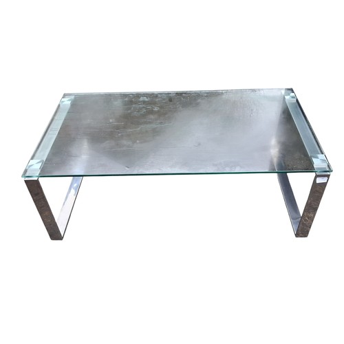 33 - CHROME/GLASS COFFEE TABLE