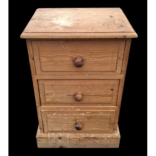 34 - A PINE 3 DRAWER BEDSIDES