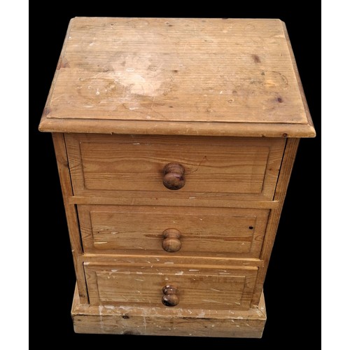 34 - A PINE 3 DRAWER BEDSIDES