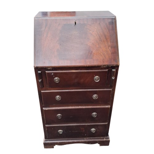 42 - A NARROW 4 DRAWER FALL FRONT BUREAU