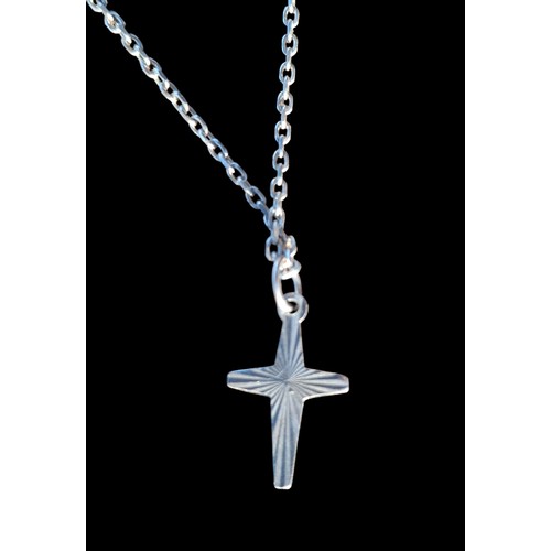 302 - A SILVER BRIGHT CUT CROSS ON A SILVER CHAIN