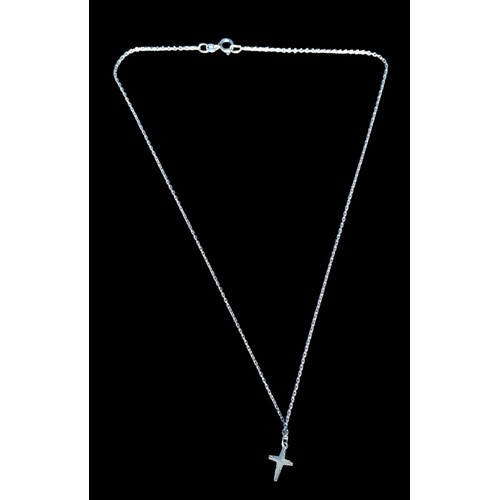 302 - A SILVER BRIGHT CUT CROSS ON A SILVER CHAIN