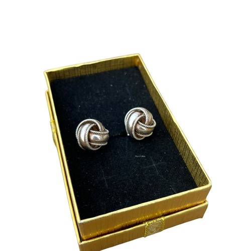 305 - A PAIR OF SILVER KNOT EARRINGS