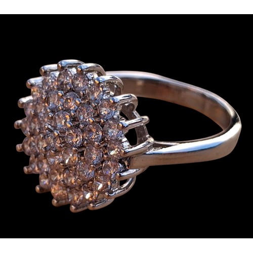 310 - 925 SILVER CZ CLUSTER RING SIZE O