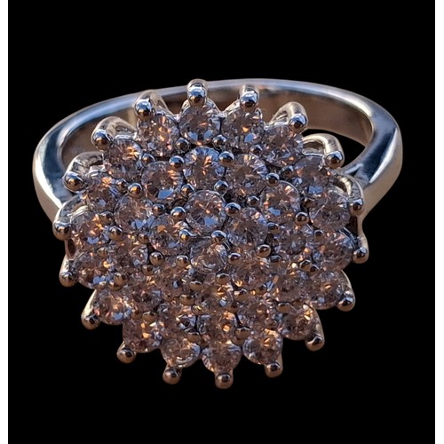310 - 925 SILVER CZ CLUSTER RING SIZE O