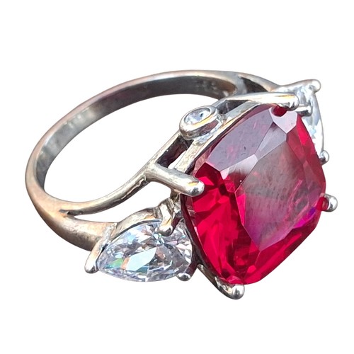 315 - A 925 SILVER RUBY STYLE RING  SIZE L