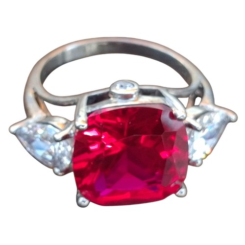 315 - A 925 SILVER RUBY STYLE RING  SIZE L