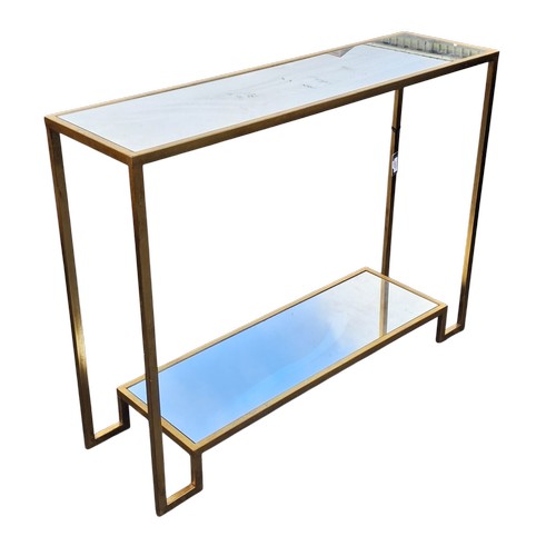 346 - A BRAND NEW GILT AND MIRRORED 2 TIER HALL TABLE 39x30x11