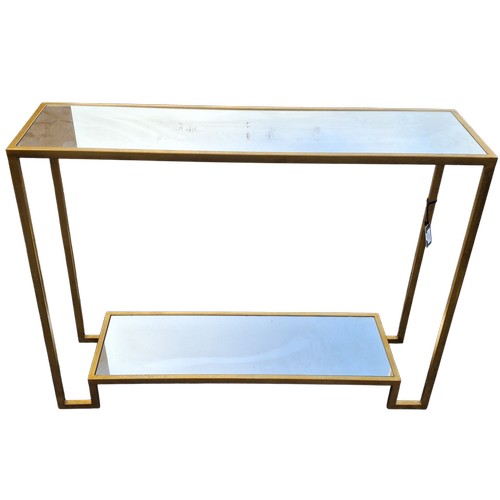 346 - A BRAND NEW GILT AND MIRRORED 2 TIER HALL TABLE 39x30x11