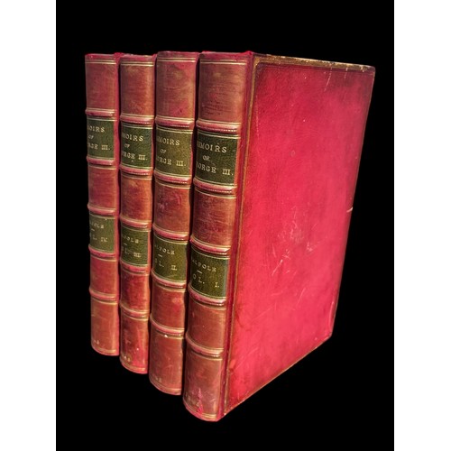 327 - Memoirs of George the Third,  Horace Walpole, 1st edition, 1845, beautifully bound in red calf with ... 