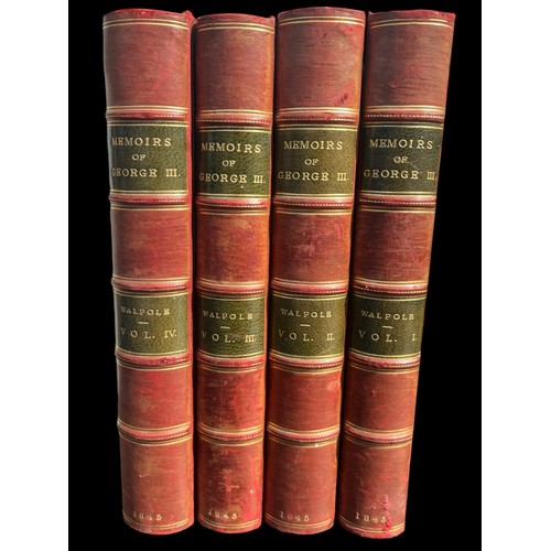 327 - Memoirs of George the Third,  Horace Walpole, 1st edition, 1845, beautifully bound in red calf with ... 