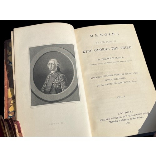 327 - Memoirs of George the Third,  Horace Walpole, 1st edition, 1845, beautifully bound in red calf with ... 