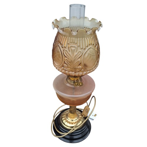 76 - BRASS PILLARED CONVERTED OIL LAMP