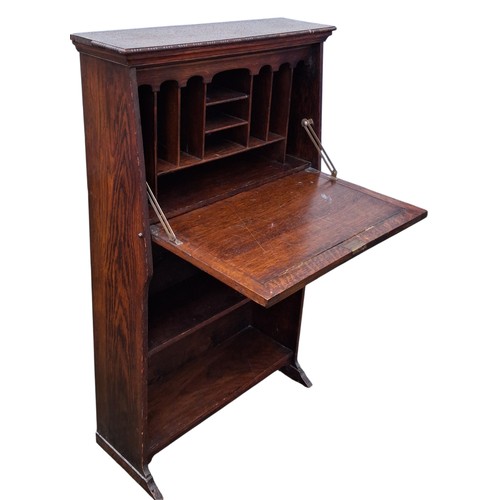 89 - A VINTAGE NARROW OAK DESK