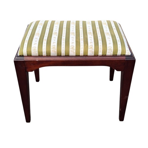 67 - A STRIPPED FABRIC MAHOGANY FRAMED STOOL