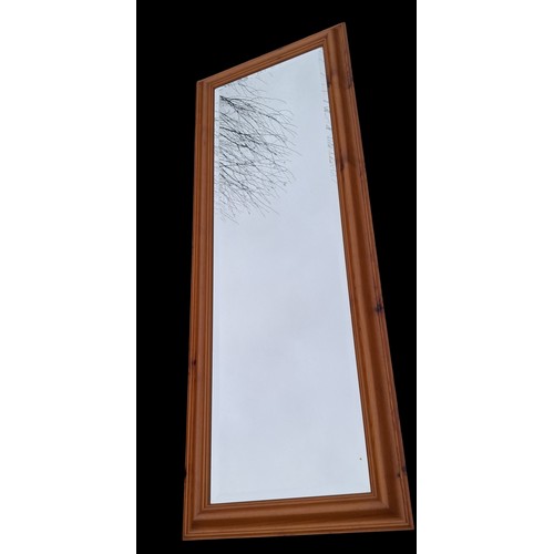 119 - A PINE BEVELLED EDGED MIRROR