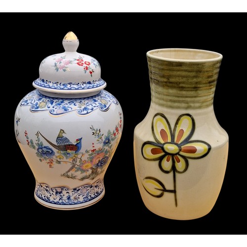 61 - A RADFORDS VASE AND ANOTHER POT WITH LID