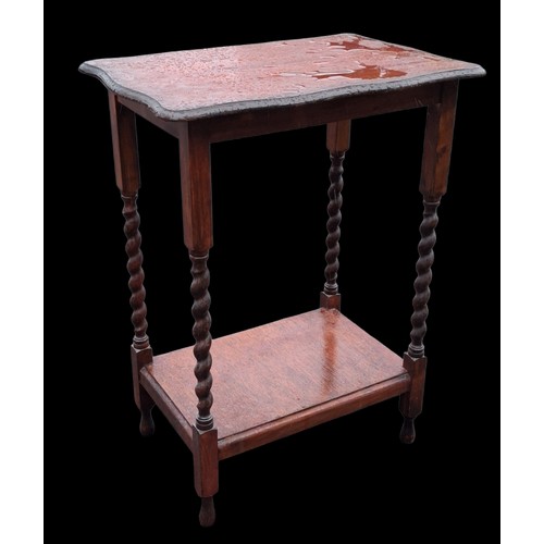85 - A DARK OAK TWIST LEG TABLE