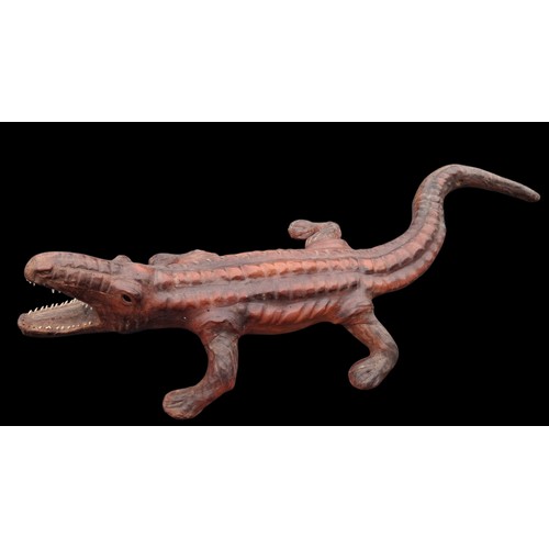 90 - A LARGE LEATHER CROCODILE