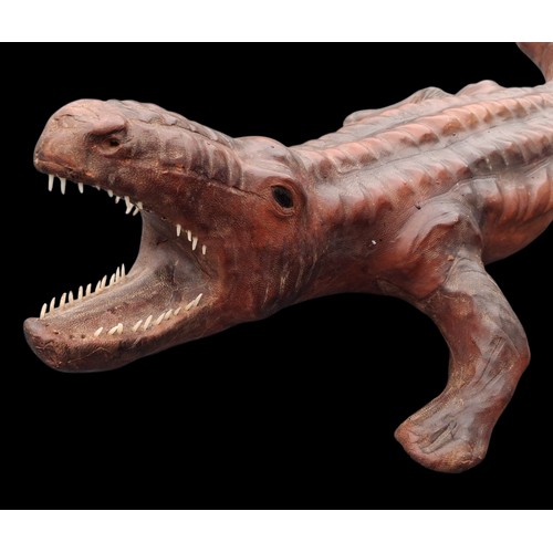 90 - A LARGE LEATHER CROCODILE